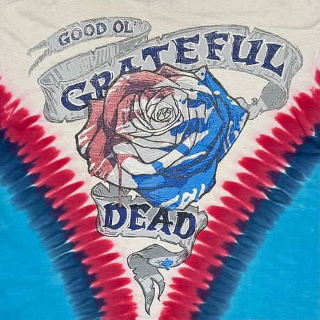 GRATEFUL DEAD STEAL YOUR FACE SKULL & ROSE TIE DYE LIQUID BLUE LARGE 8329