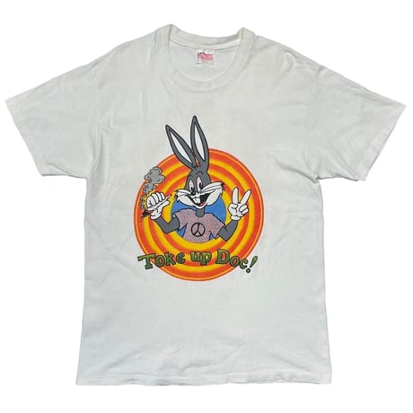 OLD & VINTAGE Toke up Doc! SHROOMY TUNES LOONEY TUNES PARODY WHITE HANES LARGE 3716
