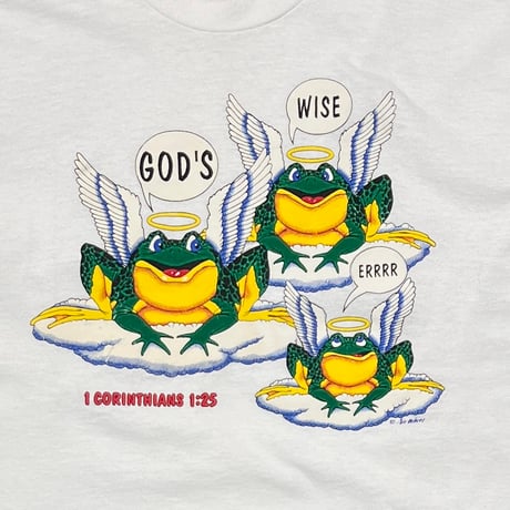 OLD & VINTAGE Budweiser Parody 3 ANGEL FROGS WHITE FRUIT OF THE LOOM XL 4137
