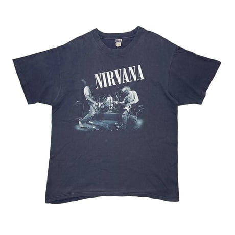 NIRVANA FROM THE MUDDY BANKS OF THE WISHKAH JACKET TEE NAVY ANVIL LARGE 7816