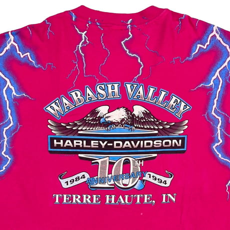 HARLEY DAVDSON 1994 WABASH VALLEY 10TH ANNIVERSARY PINK HANES XXL 0210