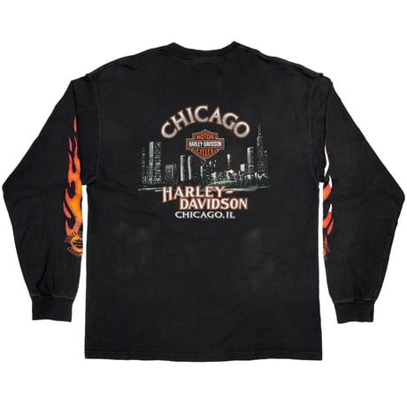 HARLEY DAVIDSON FLAME POCKET LS TEE CHICAGO XL 7415