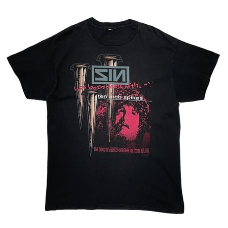 OLD & VINTAGE JESUS CHRIST SIN TEE NINE INCH NAILS PARODY FITS LARGE 8530
