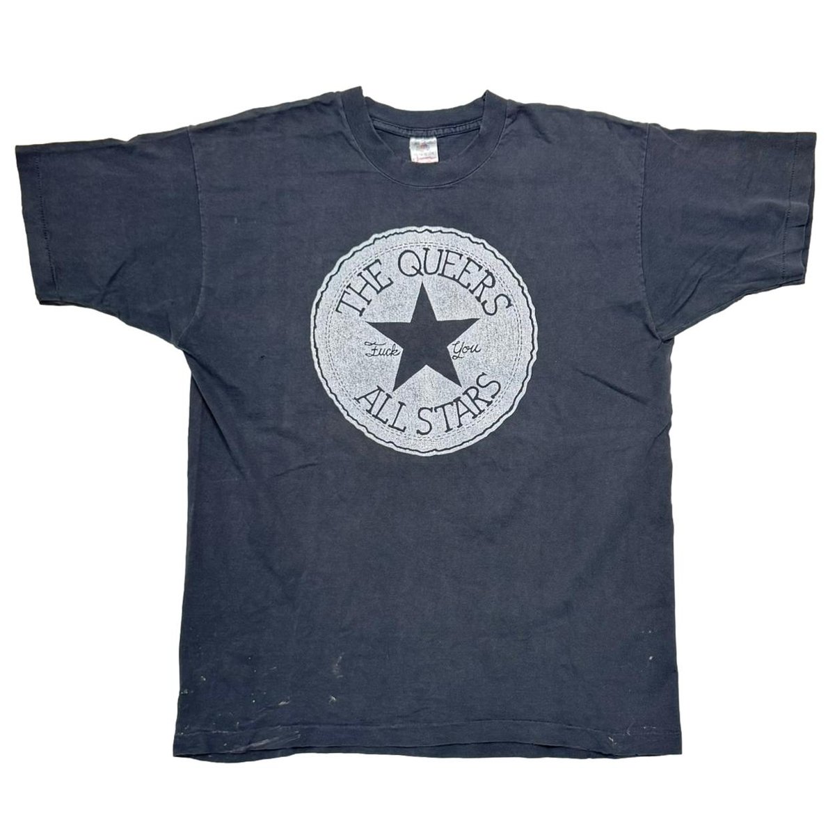 THE QUEERS コンバースパロディTシャツ ブラックフェード