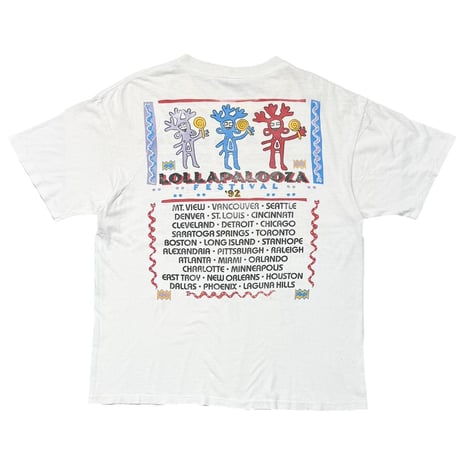 LOLLAPALOOZA FESTIVAL 92' RED HOT CHILI PEPPERS SOUNDGARDEN MINISTRY WHITE LARGE 4527