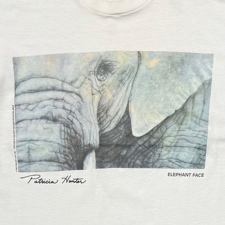 OLD & VINTAGE 1992 Patricia Hunter ELEPHANT FACE WHITE FRUIT OF THE LOOM XL 1063
