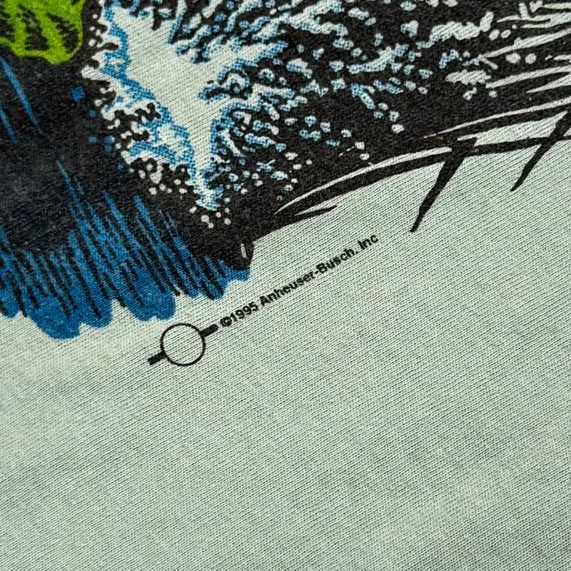 Budweiser 1995 FROG IN POCKET PRINT TEAL anvil