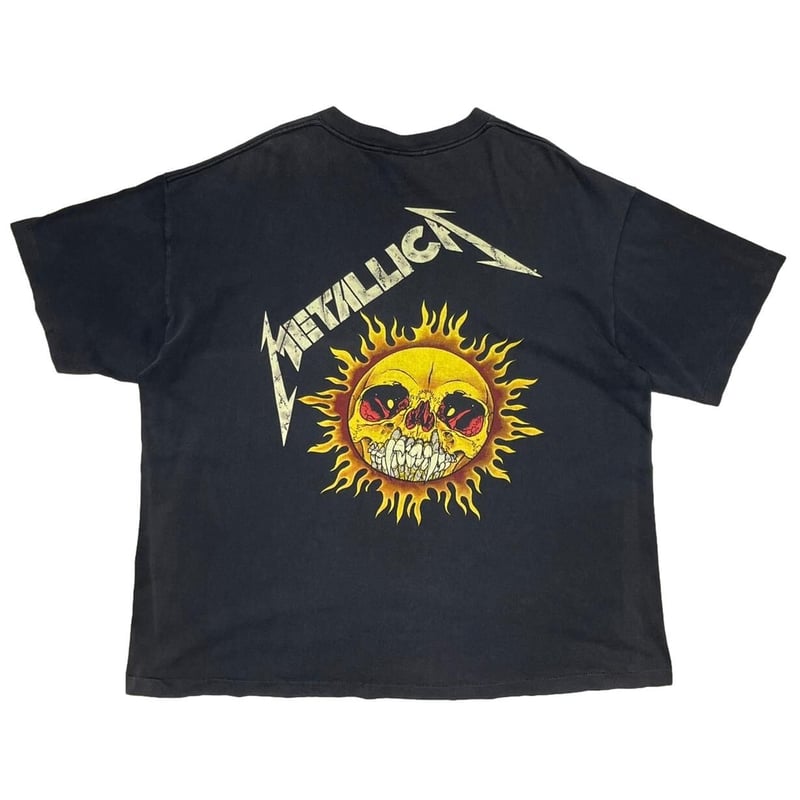 ボロ◎LLICA FLAME SKULL PUSHEAD XL Tシャツ Metallica Vintage T Shirt 1990's Pushead Flaming Skull & Sun