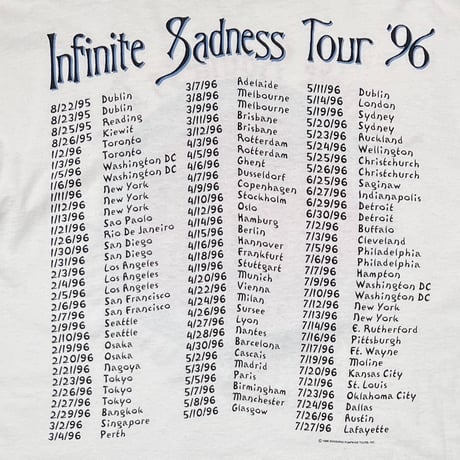 THE SMASHING PUMPKINS INFINITE SADNESS TOUR 1996 WHITE FITS XL 9905