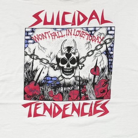 SUICIDAL TENDENCIES WON'T FALL IN LOVE TODAY WHITE HANES LARGE 4915