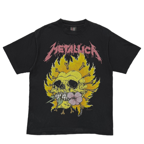 METALLICA PUSHEAD 1994 FLAMING FLOWER SKULL GIANT BY TEEJAYS LARGE 4863