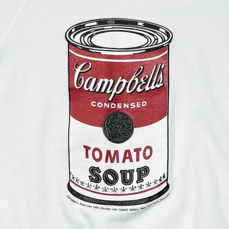 OLD&VINTAGE ANDY WARHOL CAMPBELL TOMATO SOUP CREWNECK SWEAT WHITE HANES LARGE 8326