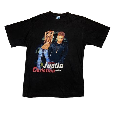 2003 JUSTIN TIMBERLAKE CHRISTINA AGUILERA T SHIRT JUSTIFIED & STRIPPED TOUR TEE LARGE 7426