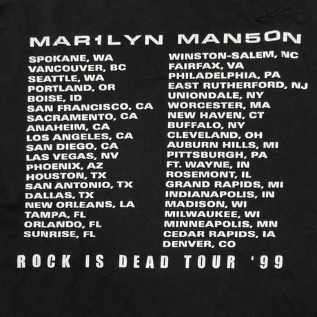 MARILYN MANSON ROCK IS DEAD TOUR '99  FITS XL 2965