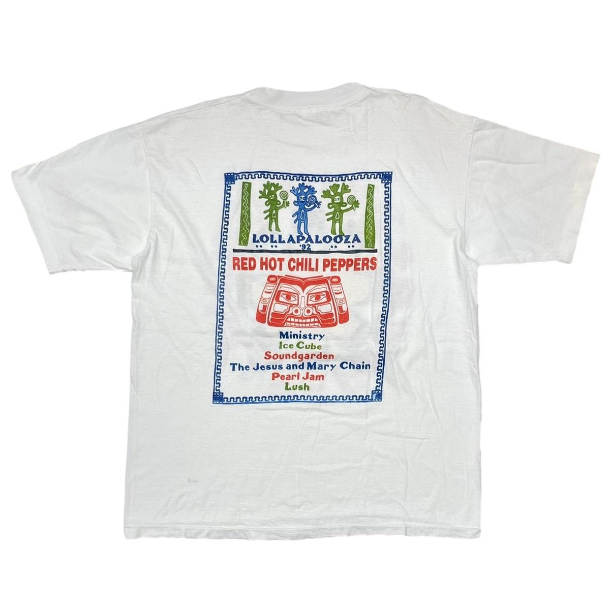 LOLLAPALOOZA 92TシャツRed hot chili peppers RED HOT CHILI PEPPERS Aztec LOLLAPALOOZA 1992 W