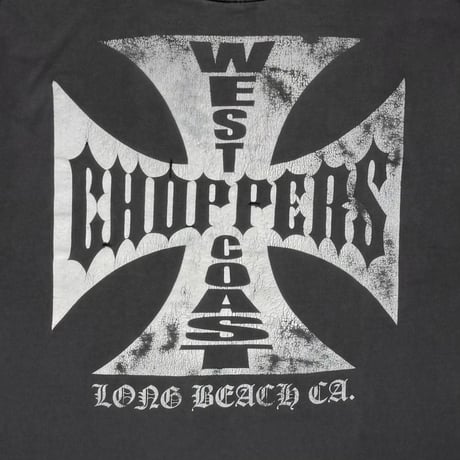 WEST COAST CHOPPERS IRON CROSS LONG BEACH CA SS FADED BLACK FITS XL 8490
