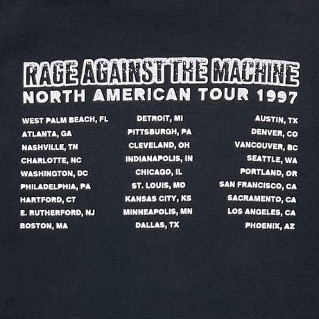 RAGE AGAINST THE MACHINE NORTH AMERICAN TOUR 1997 FITS XL 39679