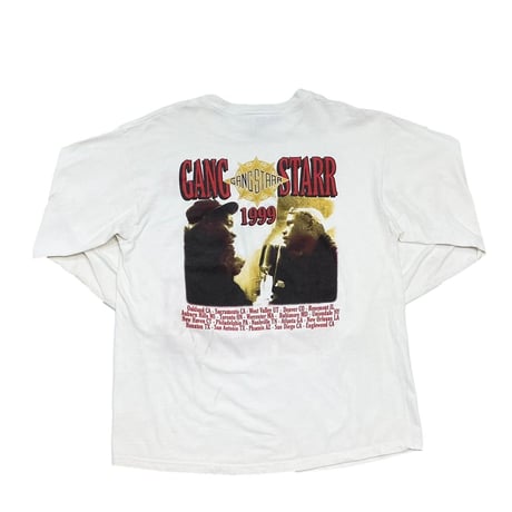 THE RAGE AGAINST THE MACHINE GANG STARR 1999 LS TEE WHITE FUIRT OF THE LOOM XL 7525