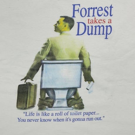 OLD&VINTAGE FORREST TAKES A DUMP FORREST GUMP PARODY WHITE DELTA LARGE 6753