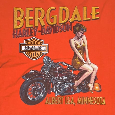 HARLEY DAVIDSON PINNUP GIRL MINNESOTA ORANGE LS FLAME XL 8614