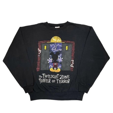 DISNEY VINTAGE MICKEY TOWER OF TERROR CREWNECK SWEAT BLACK LARGE 2218