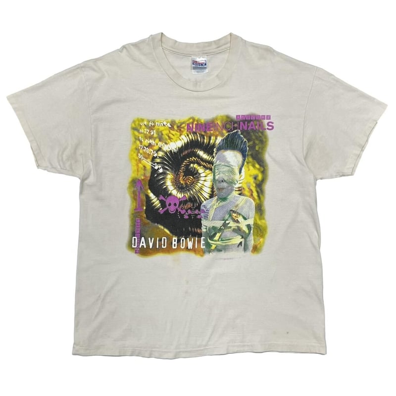 NINE INCH NAILS DAVID BOWIE TEE CREAM HANES XL