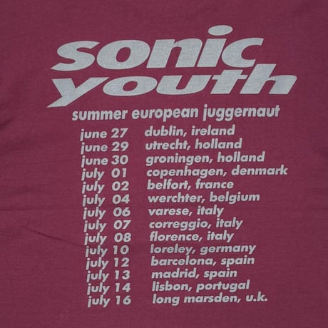 SONIC YOUTH SUMMER EUROPEAN JUGGERNAUT BURGUNDY SCREEN STARS XL 3863