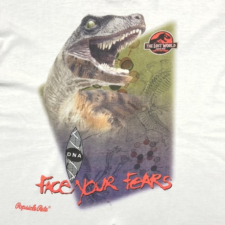 JURASSIC PARK THE LOST WORLD T-REX FACE YOUR FEARS WHITE FRUIT OF THE LOOM XL 6901