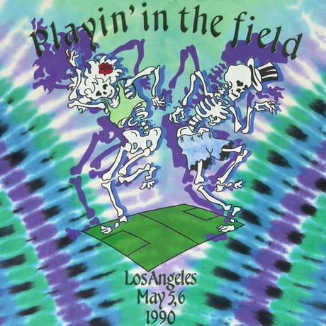 GRATEFUL DEAD 1990 OLYMPIC VELODROME FOOTBALL SKULL TIE DYE GREEN PURPLE FRUIT OF THE LOOM L 4153