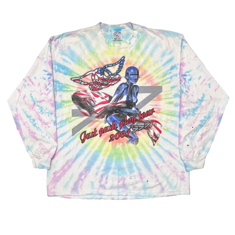 AERO SMITH JUST PUSH PLAY TOUR 2001 LS TIE DYE DELTA XL 4733