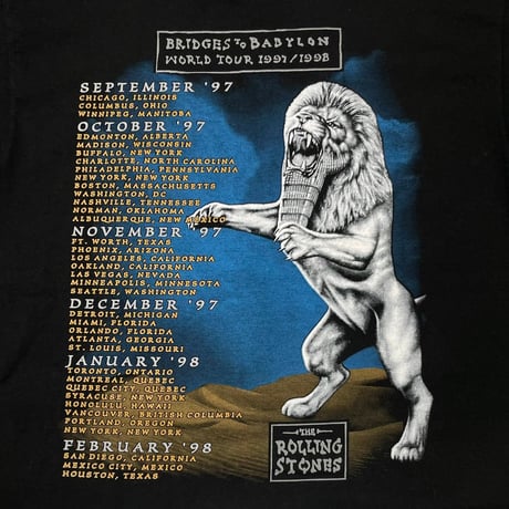 ROLLING STONES BRIDGES TO BABYLON WORLD TOUR 1997 BLACK anvil XL 9204