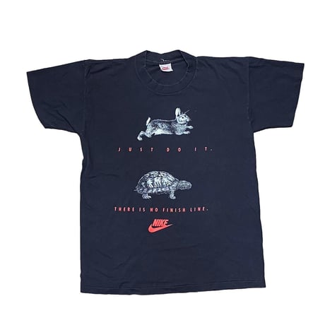 90S VINTAGE NIKE SUPER RARE JUST DO IT THERE IS NO FINISH LINE TEE BLACK MEDIUM 5465
