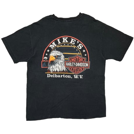 HARLEY DAVIDSON EAGLE SUNSET MIKE'S Delbarton, W.V. POCKET TEE LARGE 1875