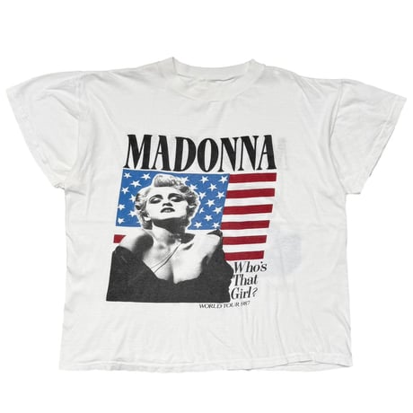MADONNA WHO'S THAT GIRL WORLD TOUR 1987 AMERICAN FLAG WHITE FITS LARGE 0218