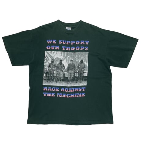 RAGE AGAINST THE MACHINE WE SUPPORT OUR TROOPS GREEN TULTEX XL 9291