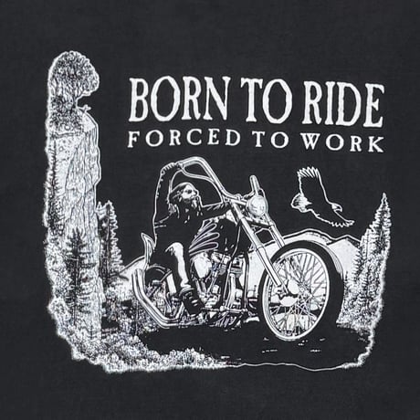 OLD&VINTAGE BORN TO RIDE FLAME SLEEVE LS BLACK HANES XL 0276
