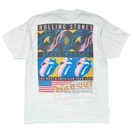THE ROLLING STONES STEEL WHEELS TOUR 1989 WHITE HANES LARGE 5542