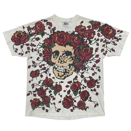 GRATEFUL DEAD 1992 ROSE SKULL OVP WHITE LIQUID BLUE XL 8150