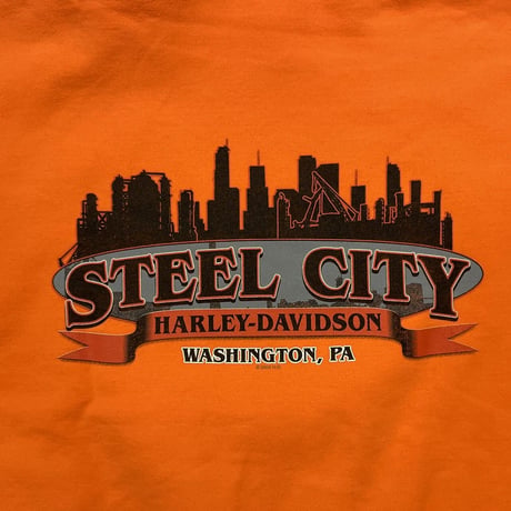 HARLEY DAVIDSON WASHINGTON, PA STEEL CITY HOODED SWEATSHIRT ORANGE XL 4086