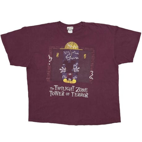 DISNEY VINTAGE THE TWILIGHT ZONE TOWER OF TERROR DOUBLE SIDE BURGUNDY XXL 6939