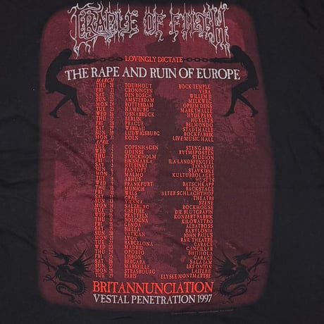 CRADLE OF FILTH THE RAPE AND RUIN OF EUROPE LS FITS XL 2376