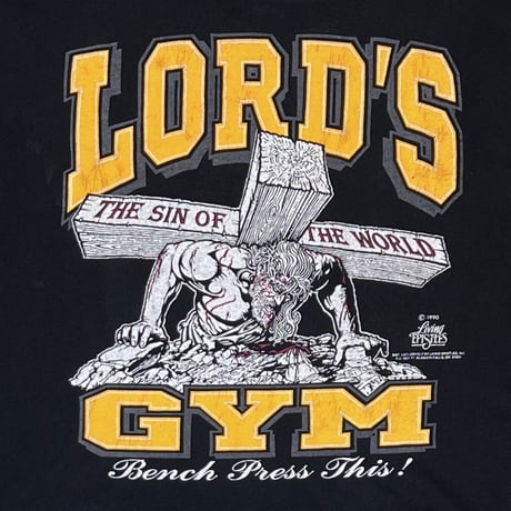LORD'S GYM 1990 BENCH PRESS GYM! THE SIN OF THE WORLD DELTA XXL 7858
