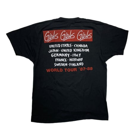 MOTLEY CRUE 1987 GIRLS GIRLS GIRLS WORLD TOUR '87-88 BLACK FITS MEDIUM