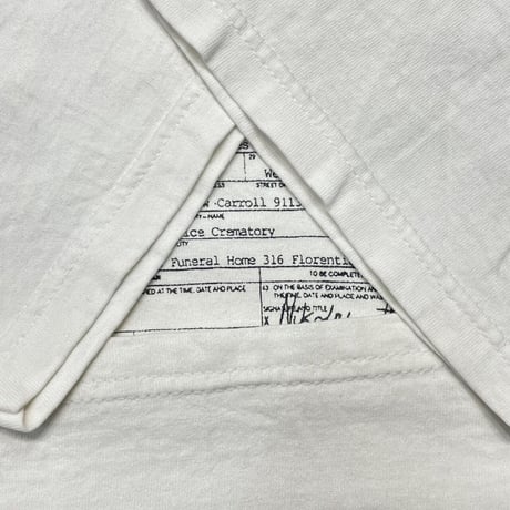 KURT COBAIN CERTIFICATE OF DEATH TEE WHITE FRUIT OF THE LOOM MEDIUM 6875