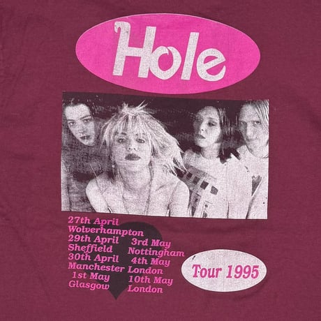 HOLE LIVE THROUGH THIS TOUR 1995 LS BORDEAUX FRUIT OF THE LOOM XL 7785