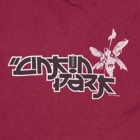 LINKIN PARK HYBRID THEORY ARM BLACK PRINT BURGUNDY HANES LARGE 2809