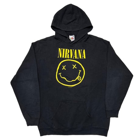 NIRVANA 00s SMILE 1992 HOODED SWEATSHIRT FRUIT OF THE LOOM XL 3685