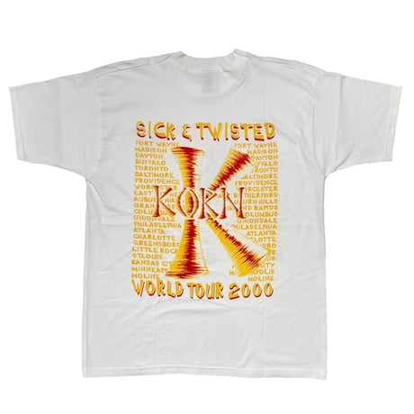 KORN ISSUES SICK & TWISTED WORLD TOUR 2000 WHITE FRUIT OF THE LOOM XL 0177