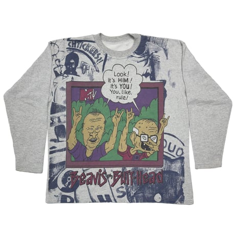 BEAVIS AND BUTT-HEAD MTV OVP CREWNECK SWEAT GREY FITS LARGE 2597