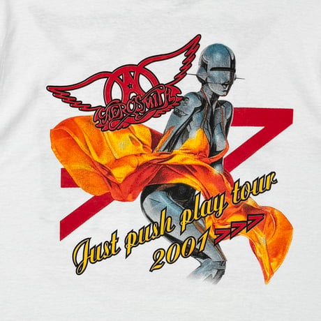 AEROSMITH SPRAYAMA JUST PUSH PLAY BOOOTLEG WHITE FRUIT OF THE LOOM XL 2463